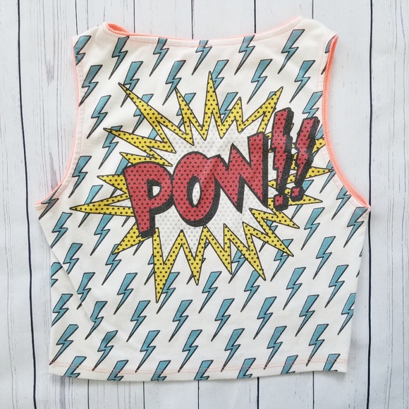 Unknown Tops - 🌹 "POW" Print (S) Crop Top